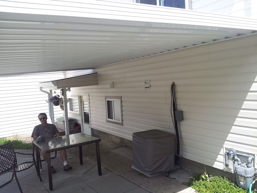 enjoying shade of new patio cover