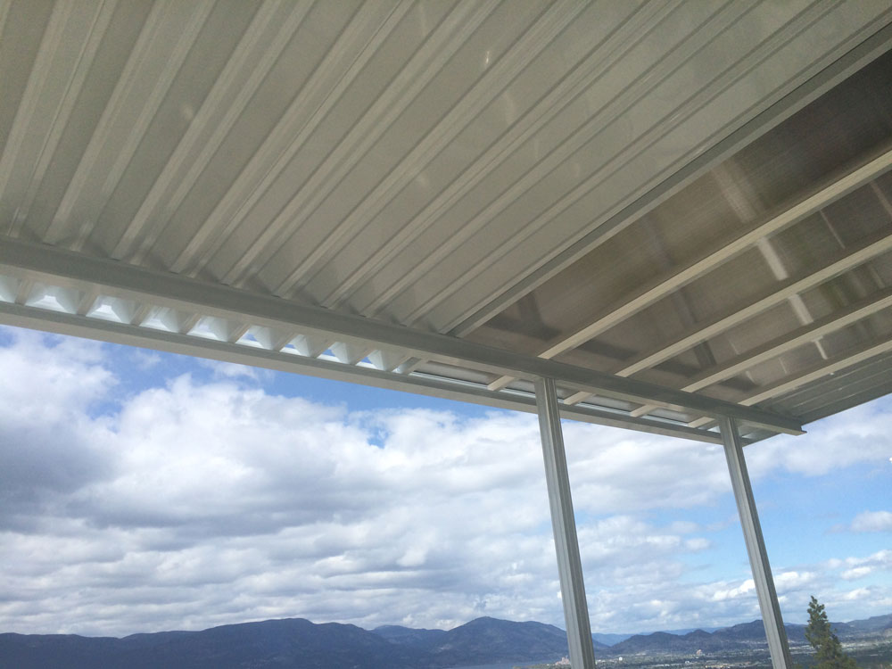 underside of patio cover showing v pan shape