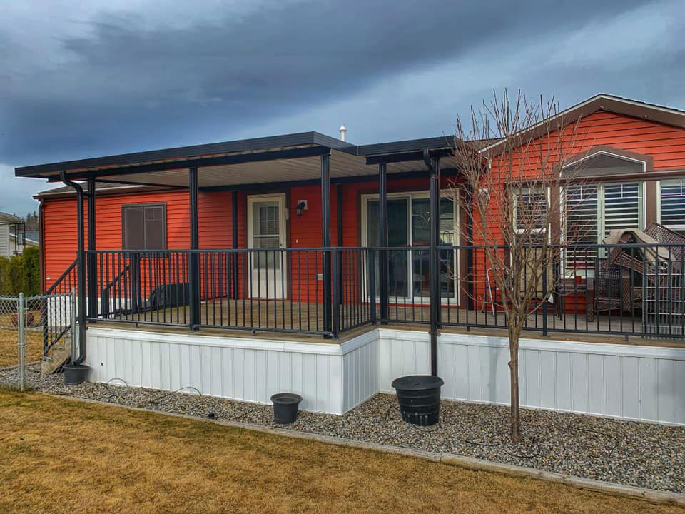 black patio cover on red trailer