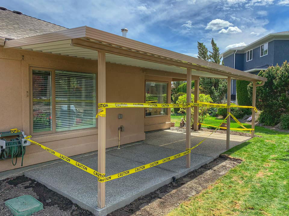 brand new patio cover and poured concrete