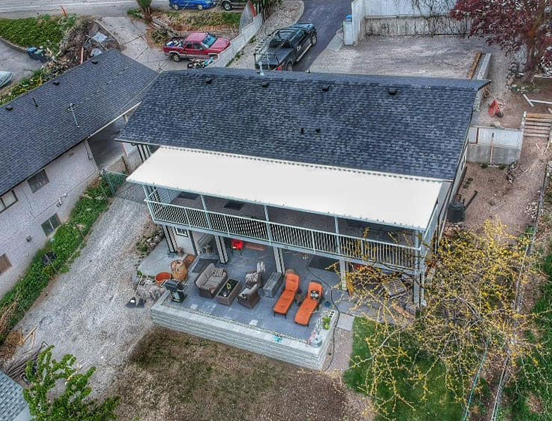 full length of house patio cover second floor