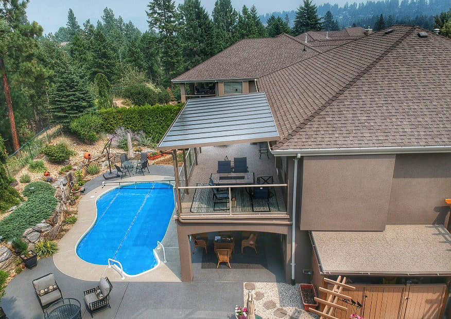 glass top patio overlooking pool