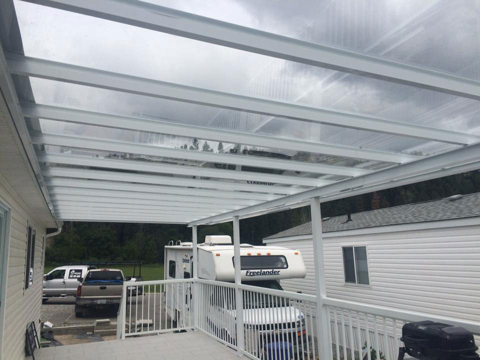 view of frosted glass panels in roof of patio cover