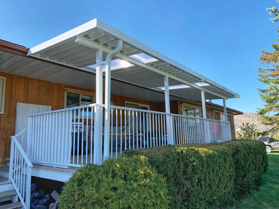 white patio cover with two skylights